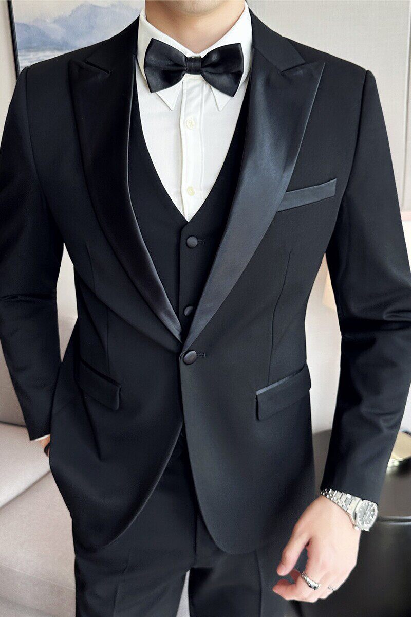 M-7XL主推款结婚西服男礼服塔士多拼接西装三件套SJT116-P200特，男装西服套装，电商A213