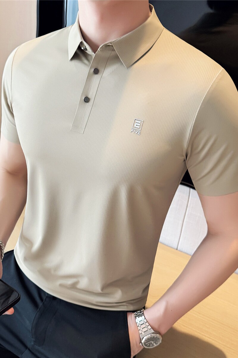 高品质跑量款无痕压胶~弹力polo衫男翻领短袖t恤卡其色PL21-P40特图片