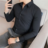补齐长期做男士时尚暗条纹长袖衬衫磨毛修身衬衣男白色C8601-P65，男装衬衫，电商A213