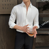 2025春装新款高级感华夫格V领衬衫男长袖无痕垂感衬衣C6636-P78，男装衬衫，电商A213
