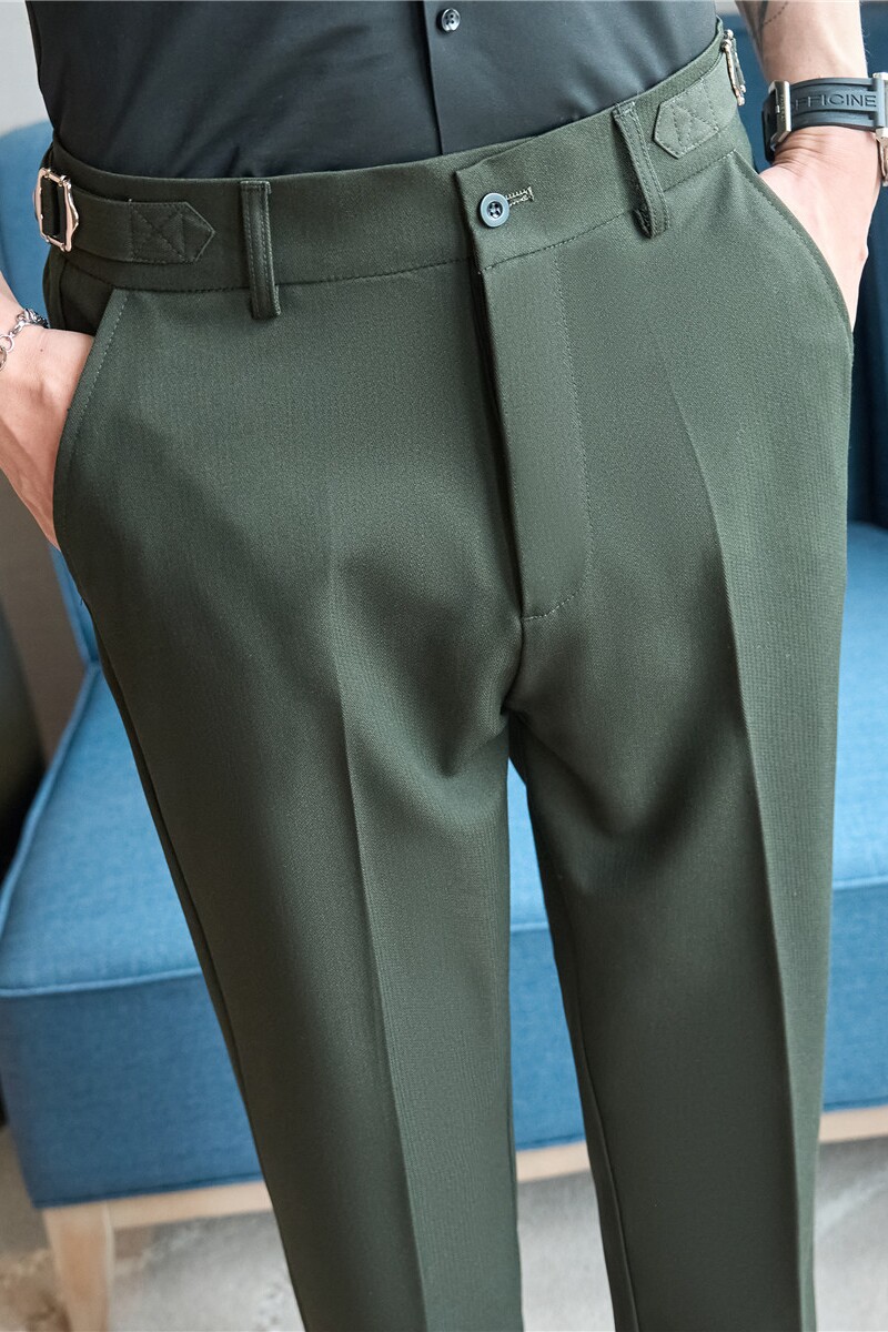 薄款垂感西裤那不勒斯休闲长裤男高级感西服裤墨绿色XK8818-P73,男装西服,电商A213