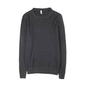 已补到大货 暗条纹圆领毛衣男士套头毛衣修身针织衫白色M1550-P53图片