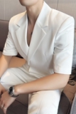 送皮带~潮人穿搭~夏装男宽松中袖西装两件套短袖西服LJT5503-P220，男装T恤，电商A213
