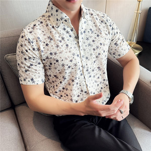 夏装薄款时尚性感V领短袖花衬衫蕾丝镂空透气一字领衬衣C6625-P53图片