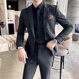 长期做男士格子西装套装西服两件套韩版修身西装LJT101/P225，男装西服套装，电商A213