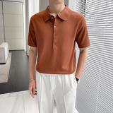 轻熟风~男薄款针织短袖Polo衫冰丝质感翻领T恤白色PL9782-P68，男装T恤，电商A213