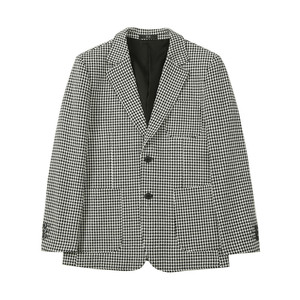 高级感厚款西装外套男潮流修身黑白拼接千鸟格子西服男DX916-P138图片