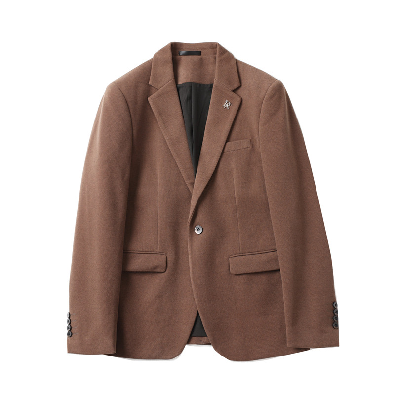 高级感男暗条纹毛呢休闲西服外套妮子西服加厚咖啡色DX6952-P155,男装西服,电商A213
