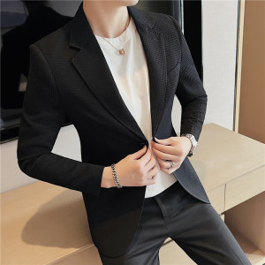 时尚华夫格两粒单排扣帅气西服男质感休闲西装外套白色DX918-P138图片