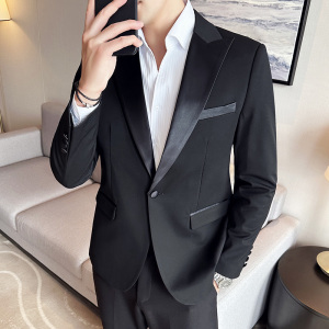 M-7XL主推款结婚西服男礼服塔士多拼接西装两件套LJT116-P160特图片