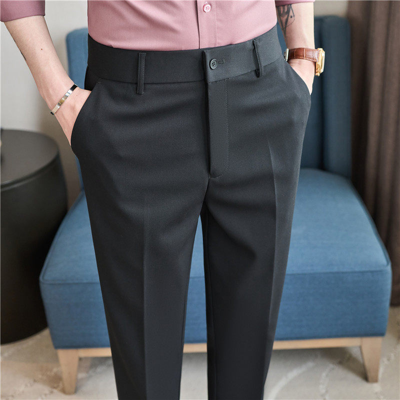 松紧腰西裤~高档含莱赛尔天丝含羊毛休闲裤男长裤灰色XKF335-P88，男装西裤，电商A213