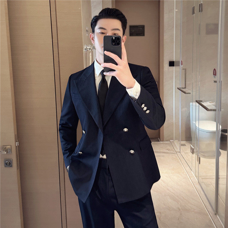 重磅加厚~布雷泽西服套装男双排扣高级感大戗驳领西装LJT706-P280图片