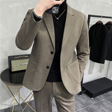 毛呢子休闲小西装外套男修身韩版帅气秋冬西服套装潮LJT208-P215，男装西服套装，电商A213
