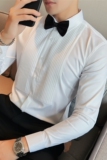 高品质面料新郎结婚长袖衬衫男时尚褶皱礼服衬衣修身C6609-P73，男装衬衫，电商A213