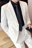 那不勒斯西装套装男高级感商务休闲男款西服外套白色LJT622-P230，男装西服套装，电商A213
