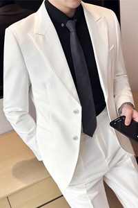 那不勒斯西装套装男高级感商务休闲男款西服外套白色LJT622-P230图片