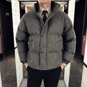 加厚棉衣男质感肌理纹皮外套立领拉链PU皮夹克面包服MY5536-P198图片
