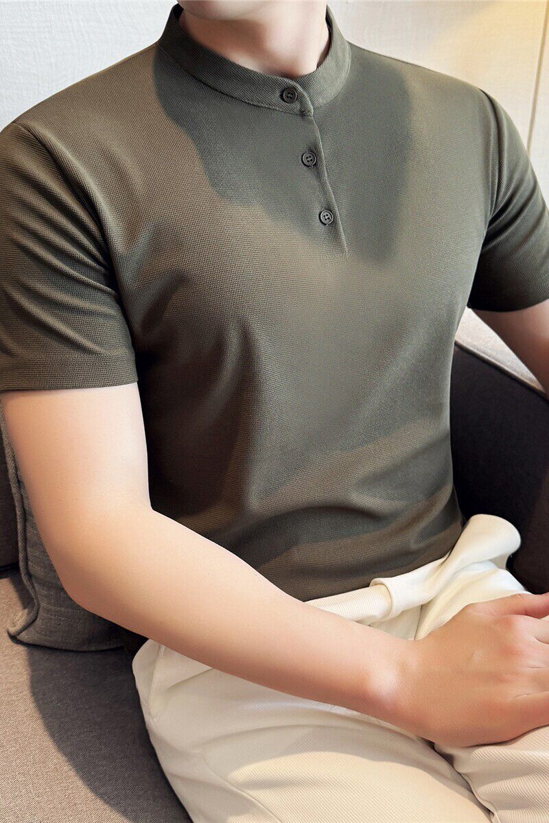 特价跑量可谈~夏季薄款亨利领纯色Polo衫透气短袖T恤PLH015-P30特，男装Polo衫，电商A213