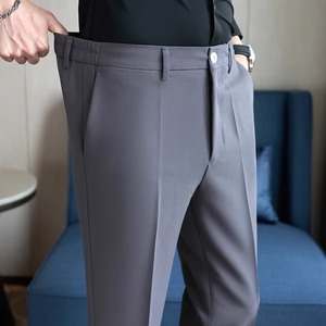 秋季高级感垂坠感西裤男长裤丝滑直筒男士裤子休闲裤灰色XK17-P75,短袖白色西装秋季搭配图片