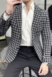 潮男主持人宴会礼服帅气西服外套时尚千鸟格西装厚款DX118-P155，男装西服套装，电商A213