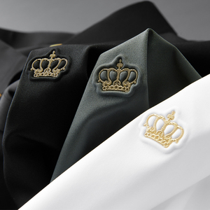 轻奢平铺~商务小金边冰丝高弹翻领无痕短袖男POLO衫PL01-P70图片