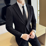 秋冬高级感灯芯绒西服套装男条绒加厚款西装外套黑色LJT626-P195，男装西服套装，电商A213