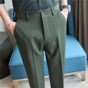 薄款垂感西裤那不勒斯休闲长裤男高级感西服裤墨绿色XK8818-P73图片