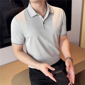 防UV~7A抗菌~液氨棉~高级感拼色短袖T恤翻领Polo衫男PL6608-P57图片