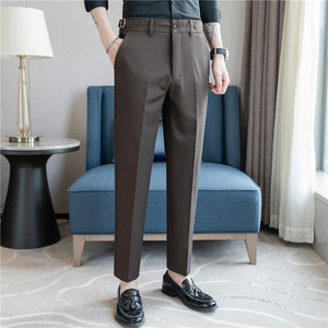 薄款垂感西裤那不勒斯休闲长裤男高级感西服裤墨绿色XK8818-P73图片