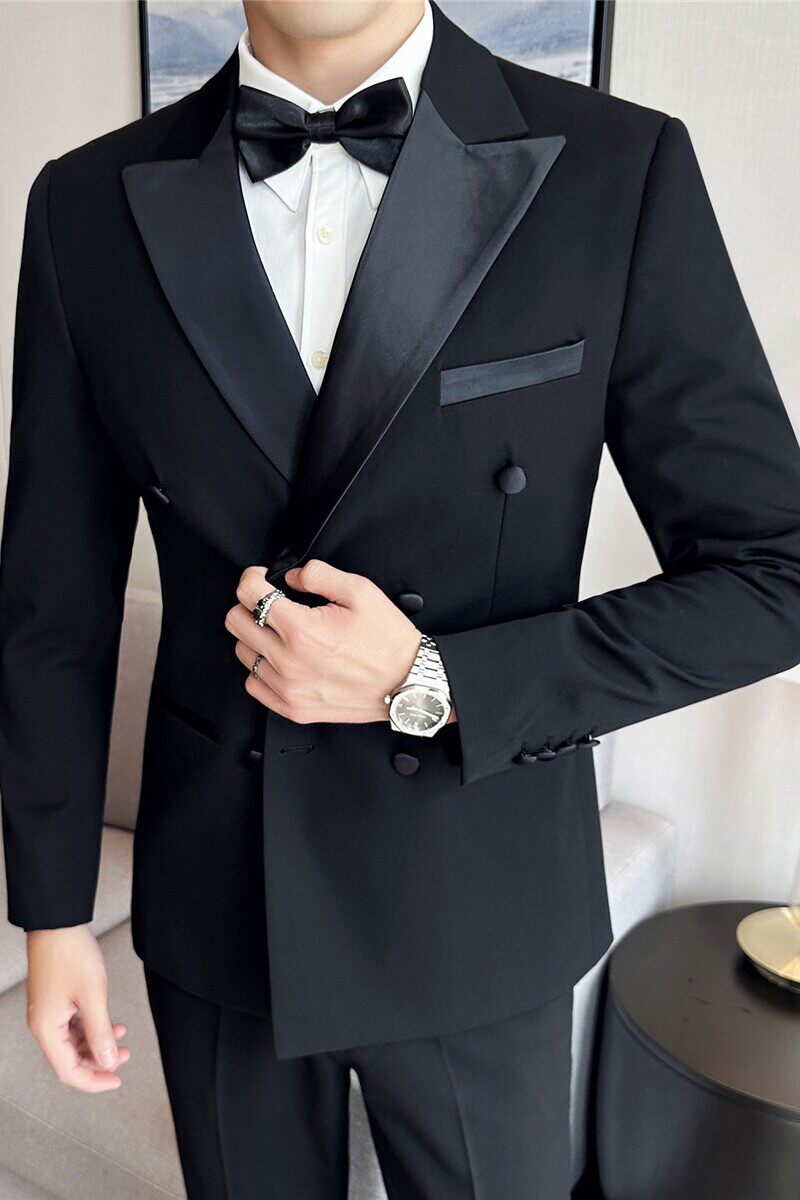 M-7XL主推款~结婚西服男礼服塔士多双排扣西装外套DX117-P110特图片
