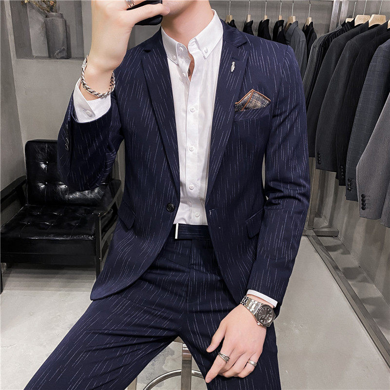 高品质长期做~时尚虚线条纹西装套装修身西服两件套LJT109-P170特,男装西服套装,电商A213