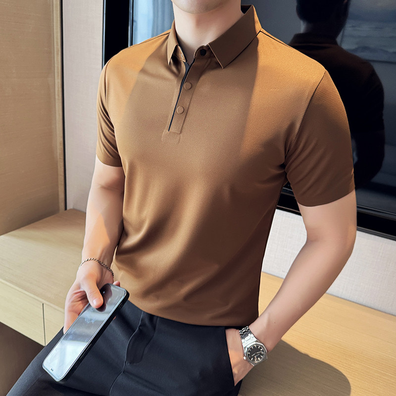科技狠活~磁吸扣冰丝薄款华夫格无痕polo衫高级感短袖PL2331-P63图片