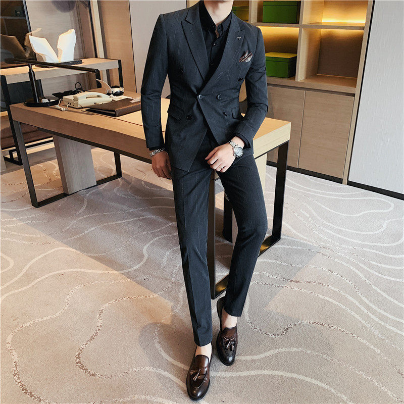 长期做双排扣西服外套男修身商务正装职业西装两件套LJT302-P225,男装西服套装,电商A213
