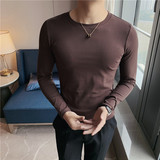 黑色打底衫男士长袖t恤纯棉紧身修身内搭秋衣秋冬CT01-P35，男装T恤，电商A213