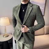 加厚毛呢西服外套条纹西装金属装饰厚款单西上衣咖啡色DX960-P155，男装西服套装，电商A213