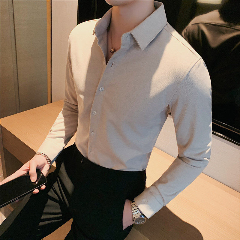 秋冬加厚磨毛保暖毛呢衬衫男高档双面绒衬衣深灰色C5111-P78,男装衬衫,电商A213