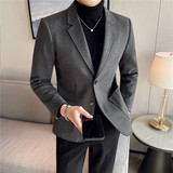 秋冬装男士毛呢休闲西服外套潮流妮子西服加厚单西灰色DX208-P148，男装西服，电商A213
