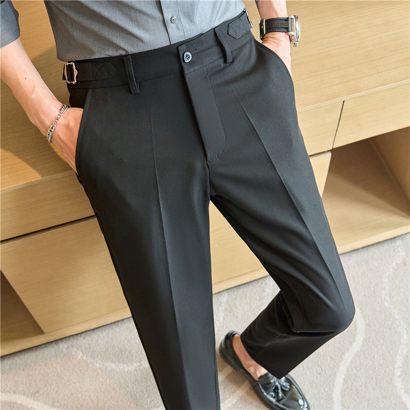 薄款垂感西裤那不勒斯休闲长裤男高级感西服裤黑色XK8818-P73图片