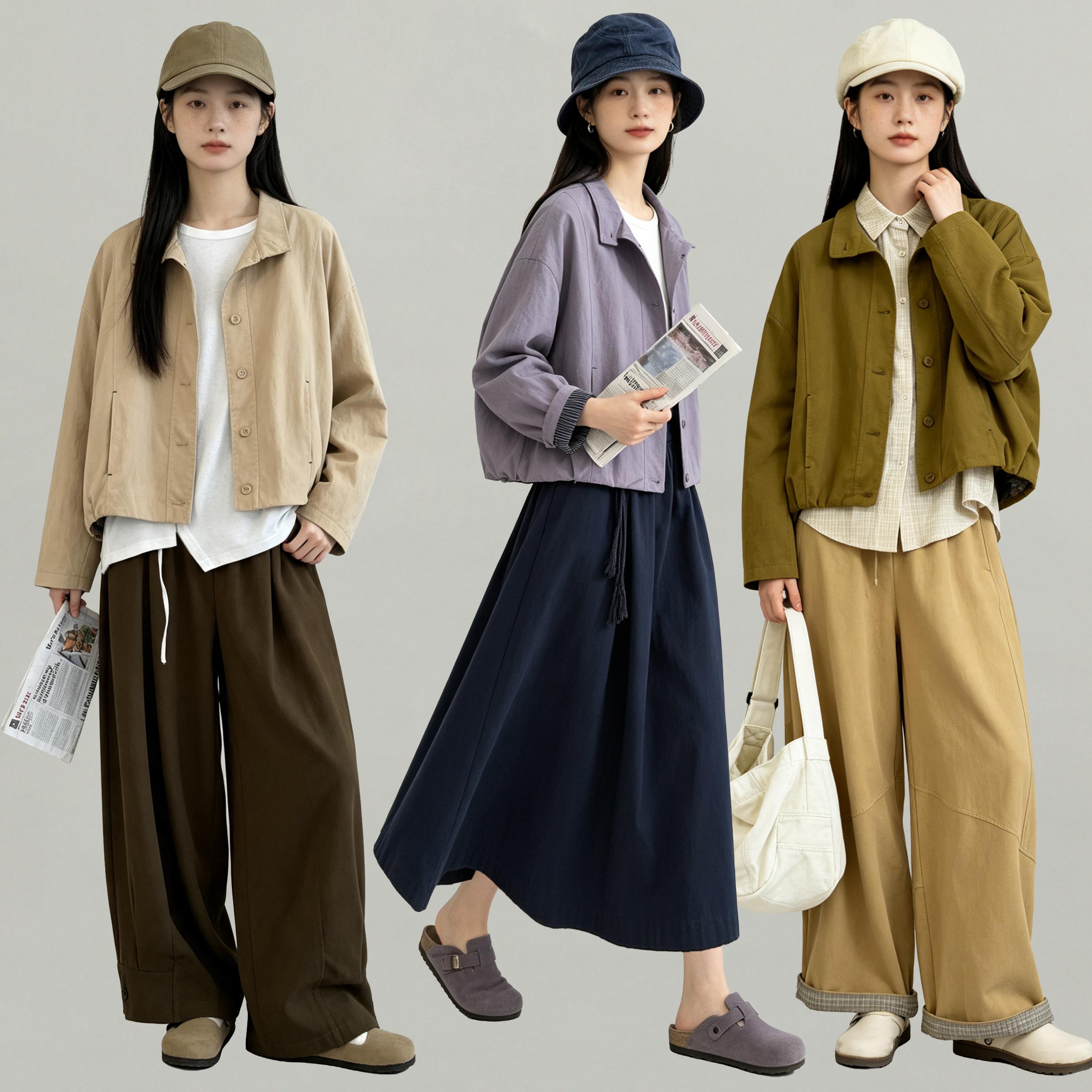 秋季撞色条纹宽松显瘦短外套