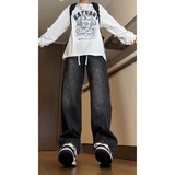 港风2026春季牛仔裤男款裤子宽松直筒阔腿拖地长裤KS831P48控69，男装牛仔裤，电商B329