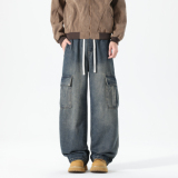 2025秋季阔腿裤直筒水洗百搭裤男女牛仔裤GY2565P58控88，男装牛仔裤，电商B329