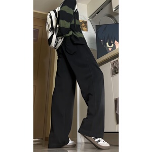 港风2026重磅直筒水洗卫裤学生中性休闲运动裤J959P55控78图片