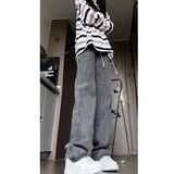 秋季美式复古水洗牛仔裤宽松直筒阔腿休闲长裤子KS330P40控58，男装牛仔裤，电商B329