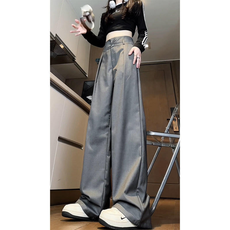2025秋季直筒港风中性百搭简约休闲裤西裤WJ8850P55控78,女装休闲裤,电商B329
