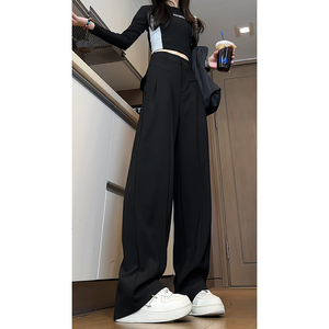 春季安可拉红窄版西装女休闲裤直筒拖地裤WH6810P55控78图片