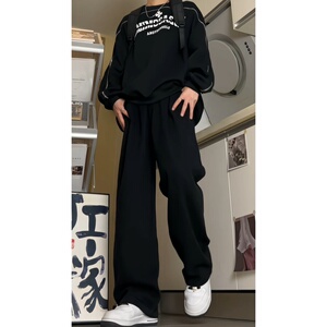2026春季美式高街垂感男女宽松阔腿拖地长牛仔裤KS001P52控78图片