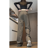 春季安可拉红窄版西装女休闲裤直筒拖地裤WH6810P55控78，男装西服套装，电商B329