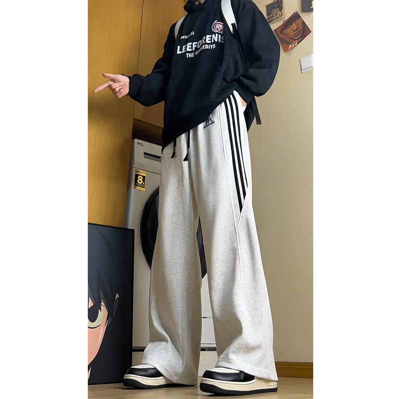 2025春款卫裤男高街条纹休闲裤运动抽绳裤B329-J950P55控78,男装休闲裤,电商B329