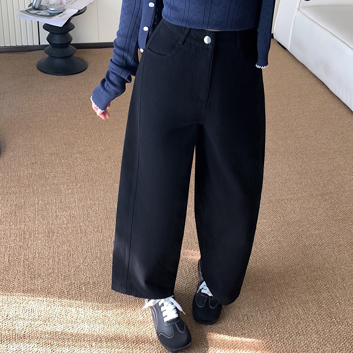 港风2025秋季棉女小个子九分裤奶奶裤休闲裤子WH6919P55控78,男装休闲裤,电商B329