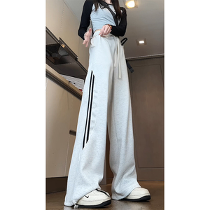 卫裤秋季侧边条纹拼接运动裤子直筒休闲裤女B329-J938P45控68图片
